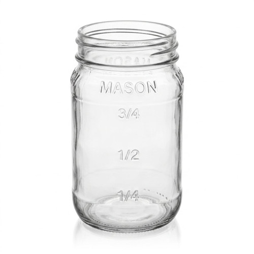 Mason Jar 16oz, empty, angled view