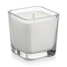 Libbey Cube 7.25oz candle with paraffin wax, single wick, angled view