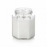 Hexagon Jar 9oz candle with paraffin wax, single wick, angled view