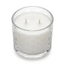 Libbey 3-Wick Hexagon Jar 18.2oz candle with paraffin wax, 2 wicks, angled view