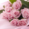 Bouquet of soft pink roses with green leaves — scent inspiration for Pink Chiffon fragrance oil