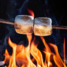 two toasted marshmallows on a stick over flames — scent inspiration for Marshmallow Fireside fragrance oil