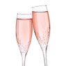 Two pink champagne flutes toasting on white — scent inspiration for Champagne Toast fragrance oil