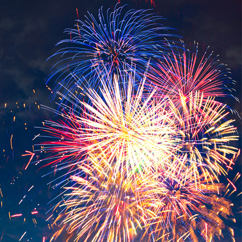 A vibrant display of colorful fireworks in the night sky.