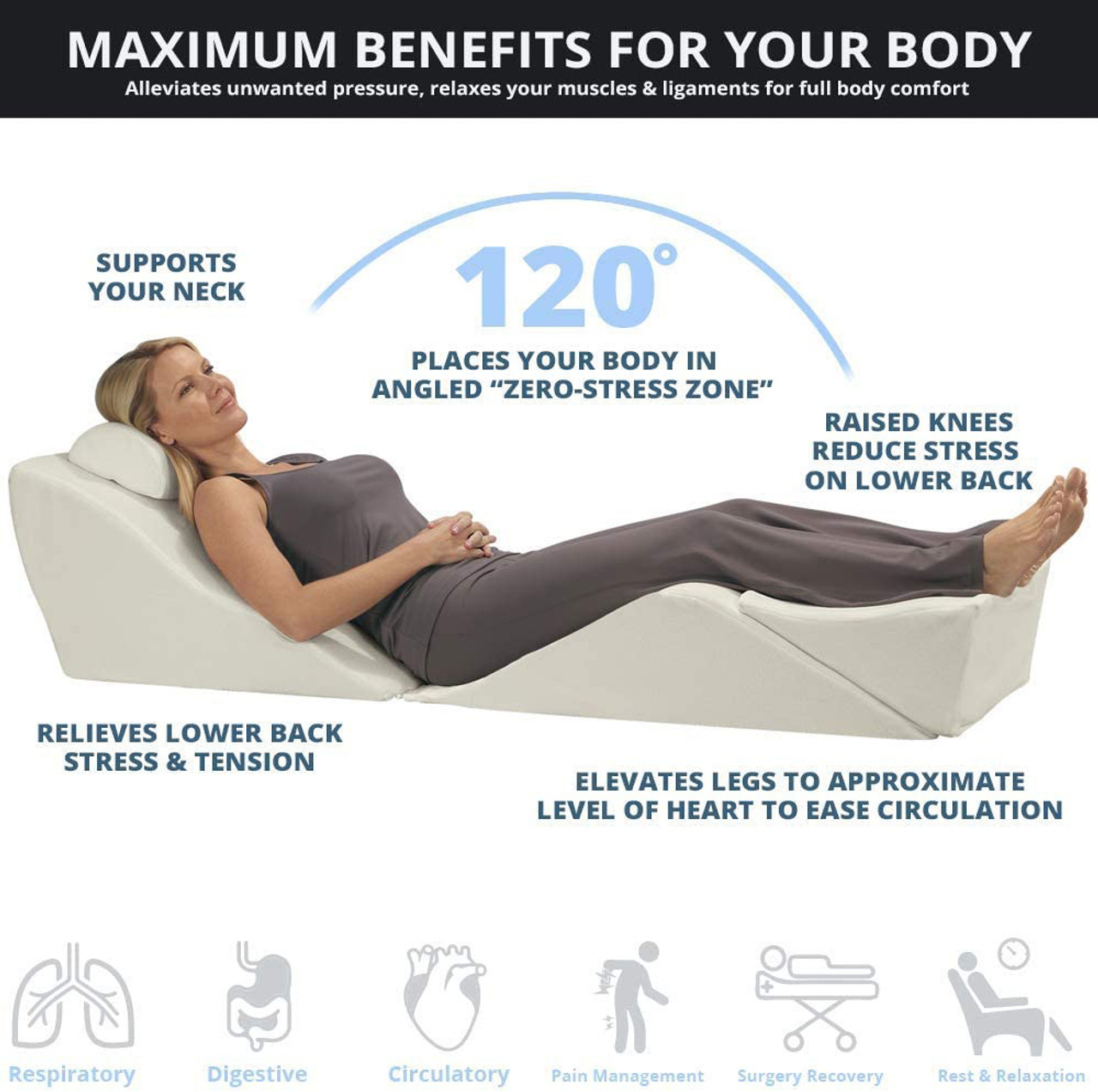 Foam Bed Wedge Elevates Your Body In A ZeroGravity Position