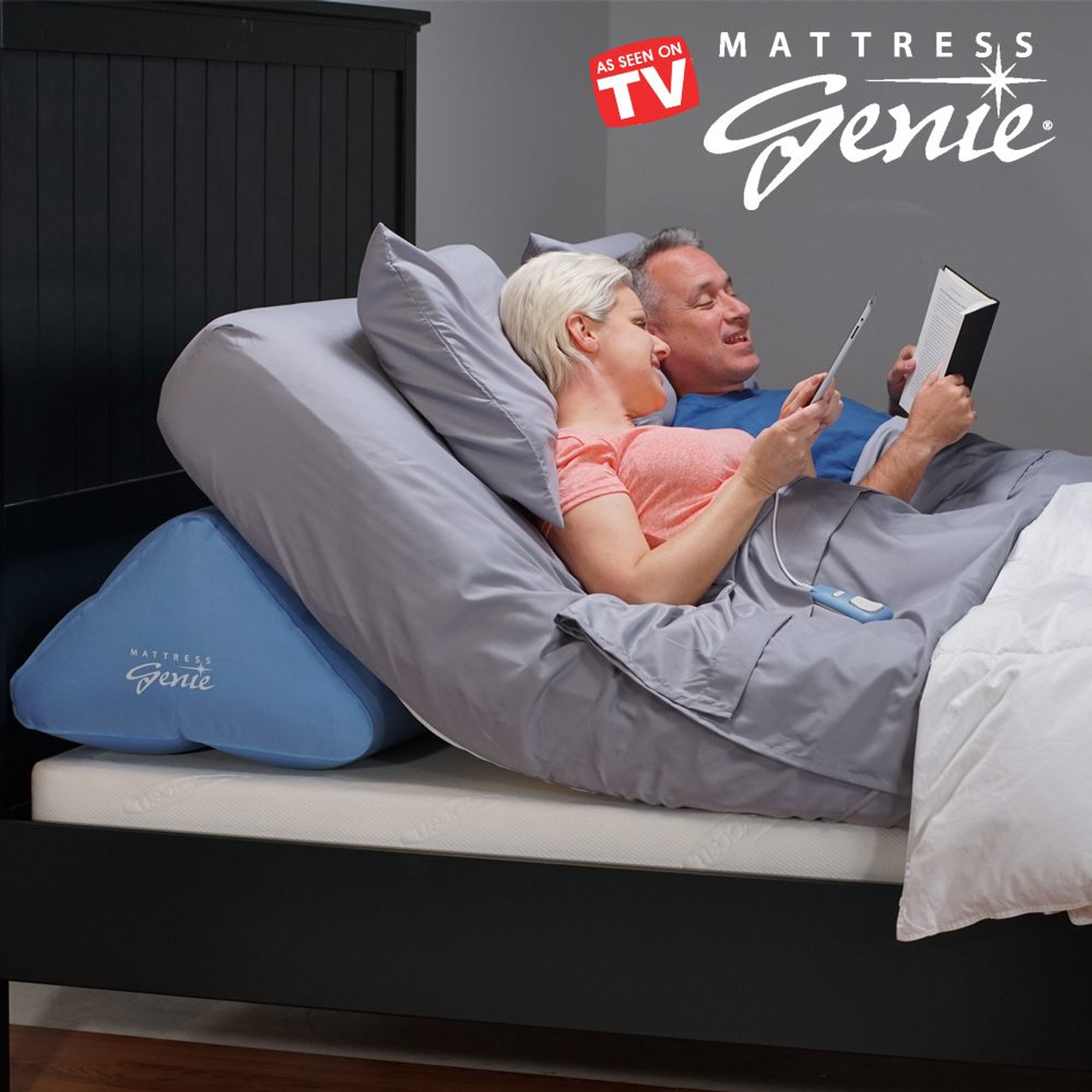 Mattress Genie Adjustable Bed Wedge Pillow for Elevating the Head of Your  Mattress & Turns any Mattress into and Adjustable Mattress