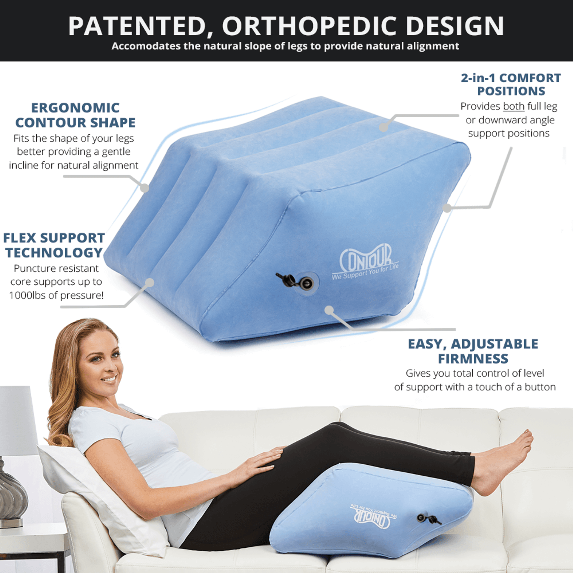 Contour 2-in-1 Inflatable Leg Rest Cushion