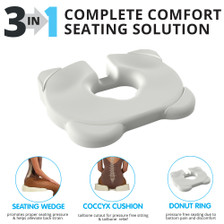 3 in 1 seating solution. The Kabooti is a Donut Seat Cushion, A Tailbone Seat and a Wedge Seat Cushion for comfortable sitting all day long