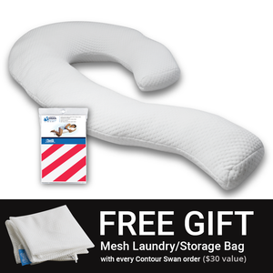 Contour Swan Holiday Bundle Deal - includes Contour Swan Pillowcase Protector (candy cane) & Free Bonus Mesh Laundry Bag