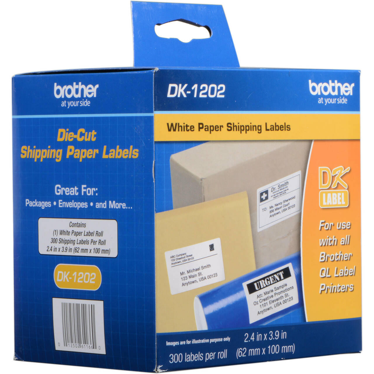 Brother DK-1202 White Shipping Paper Labels (300 Labels) - 2.4