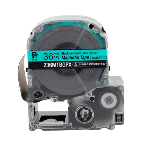 Epson LabelWorks PX 236MTBGPX-4.9 | 36MM 1-1/2" X 4.92' BLACK ON GREEN MAGNET TAPE  236MTBGPX-4.9