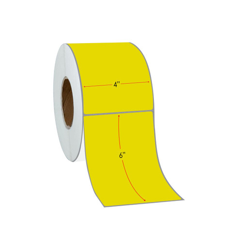 LabelJET Direct Thermal 4" x 6" Yellow Shipping Labels 3" Core/8" OD 1000 Labels/Roll Carton (4 Rolls, 4000 Labels)  LJ20600-4