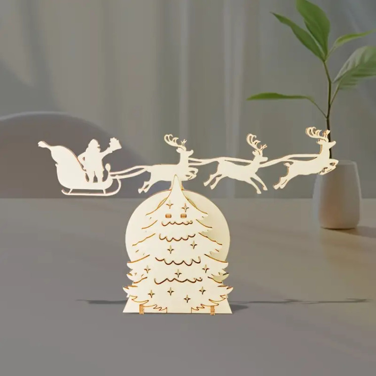 Reindeer and Sleigh (3-D Wooden Puzzle)