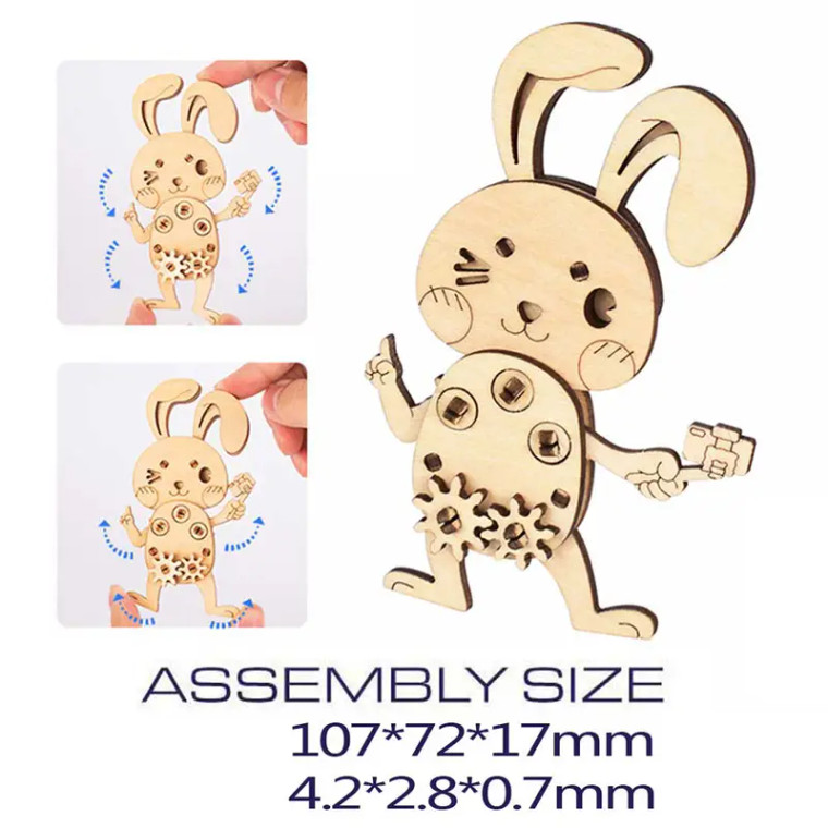 Animals - Rabbit - moving (3-D Wooden Puzzle)
