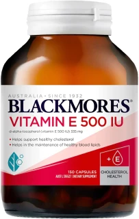 Blackmores Vitamin E 500 IU for healthy cholesterol, blood lipids, blood vessels & antioxidant protection
