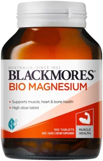 Blackmores Bio Magnesium for muscle function, cramps, tension, stiffness & nervous system health with Magnesium, Vitamins B6, C & D