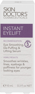 Skin Doctors Instant Eyelift lifts & smooths the eye contour with Biocare SA (albumin & hyaluronic acid) & Sodium Silicate for firmer, refreshed eyes