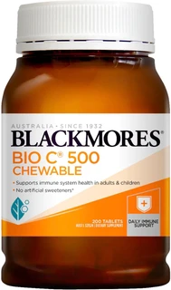 Blackmores Bio C 500 Chewable for immune health, collagen formation & antioxidant protection with Vitamin C & Bioflavonoids