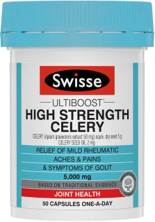 Swisse Ultiboost High Strength Celery 50 Caps with Celery seed extract equivalent to 5g dry seed for gout and joint health