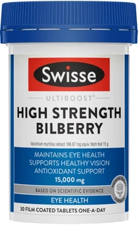 Swisse Ultiboost High Strength Bilberry 30 Tabs with Bilberry extract for eye health, healthy vision and antioxidant support
