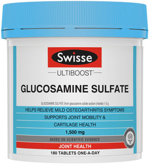 Swisse Ultiboost Glucosamine Sulfate 1500mg 180 Tabs with Glucosamine Sulfate for joint mobility, flexibility, cartilage health and mild osteoarthritis