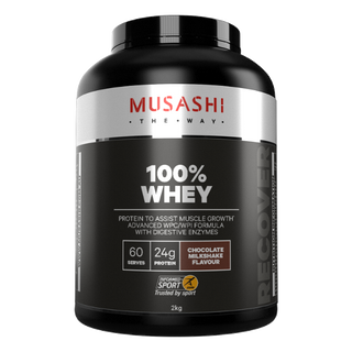 Musashi 100% Whey Chocolate flavour is the ultimate protein source to meet the heavy demands of training