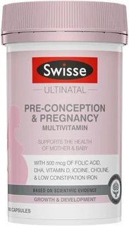 Swisse Ultinatal Pre-Conception & Pregnancy Multivitamin with Folic Acid, Omega-3 DHA, Choline, Iodine & Iron for pregnancy nutrition