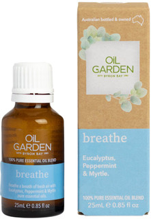 Oil Garden Breathe Essential Blend Oil - the powerful decongestant effects of Eucalyptus and Mint essential oils have been traditionally used in aromatherapy