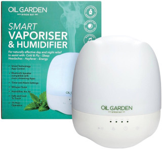 Oil Garden Smart Essential Oil-Vaporiser & Humidifier has been designed for naturally effective day & night relief to assist with cold & flu, sleep, headaches, hayfever & energy