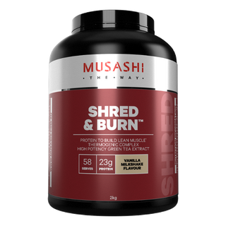 Musashi Shred and Burn Vanilla promotes fat burning and builds lean muscle