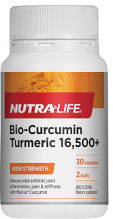 Nutra-life Bio-Curcumin Turmeric 16,500mg offers relief of mild arthritic and mild osteoarthritic pain and medically diagnosed Irritable Bowel Syndrome (IBS)