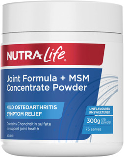 Nutra-life Joint Formula + MSM Concentrate combines Glucosamine sulfate and Chondroitin sulfate to support the health and function of joints