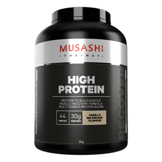 Musashi High Protein Vanilla Milkshake flavour is a quality formulation of whey protein to support your active lifestyle and training goals.