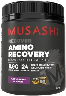 Musashi Amino Recovery 350g Purple Grape with BCAAs, Essential Amino Acids, Glutamine & Citrulline to support muscle repair, recovery & performance