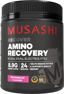 Musashi Amino Recovery 350g Watermelon with BCAAs, Essential Amino Acids, Glutamine & Citrulline to support muscle repair, recovery & performance