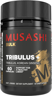 Musashi Tribulus+ 60 Caps with Tribulus Terrestris & Korean Ginseng to support stamina, energy levels, physical endurance & vitality