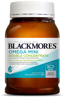 Blackmores Omega Mini Double Concentrate supports wellbeing, heart health, skin, eyes and brain