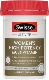 Swisse Ultivite Women’s High Potency Multivitamin 40 Tabs with B Vitamins, Folic Acid, Vitamin D, Zinc & Vitamin E for energy, vitality & skin health
