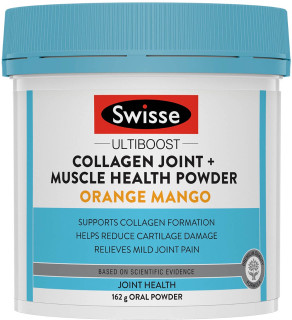 Swisse Ultiboost Collagen Joint + Muscle Health Powder 162g Orange Mango with Hydrolysed Collagen, Glucosamine, Magnesium and Vitamin C