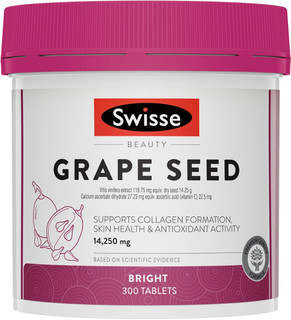 Swisse Beauty Grape Seed 14250mg 300 Tabs with Grape Seed extract and Vitamin C for antioxidant protection, healthy skin and collagen support