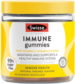 Swisse Ultiboost Immune Gummies 60 with Vitamin C, Vitamin D3 and Zinc for immune system support