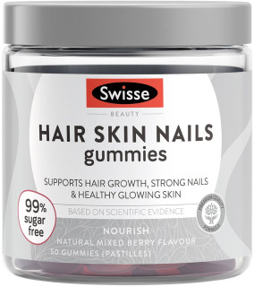 Swisse Beauty Hair Skin Nails Gummies 50 with Biotin, Vitamin C, Vitamin E and Zinc for healthy hair, skin and nails