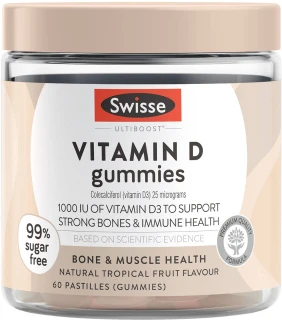 Swisse Ultiboost Vitamin D Gummies for healthy bones, teeth, calcium absorption, muscle function & immune health