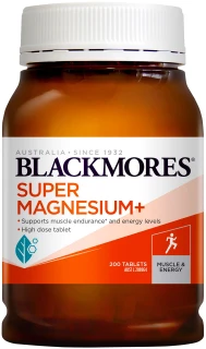 Blackmores Super Magnesium+ for muscle health, cramps, stiffness, energy & nervous system support with Magnesium, B6, C & D