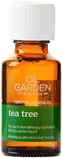 Oil Garden Tea Tree Pure Essential Oil is a protecting, strengthening & fortifying oil for: Cuts, abrasions, insect bites, stings, acne, sinusitis & upper respiratory tract infections