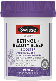 Swisse Beauty Retinol & Beauty Sleep Booster with Chamomile and High Strength Vitamin A for skin regeneration and repair & restful sleep