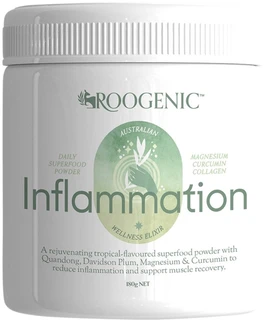 Roogenic Inflammation Powder 180g with Fortigel Collagen, Turmeric, Boswellia, Davidson Plum & Pepperberries for joint health and mobility