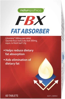 Naturopathica FBX Fat Absorber for reducing dietary fat absorption & aiding fat elimination with Litramine from Prickly Pear