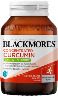 Blackmores Concentrated Curcumin + Active Support triple-action anti-inflammatory for joint, bone & muscle health relieves exercise related pain & boosts immunity