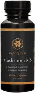 SuperFeast Mushroom M8 with 8 Medicinal Mushrooms to Support Immunity to support immunity, gut health, hormonal function, liver, stress & the nervous system SuperFeast Mushroom M8 with 8 Medicinal Mushrooms to Support Immunity to support immunity, gut health, hormonal function, liver, stress & the nervous system